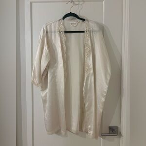 Victoria's Secret Cream Satin Lace Robe